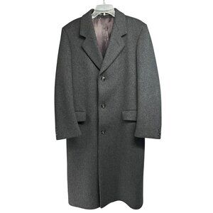 Marshall Fields Charcoal Gray English Wool Vintage Button Up Lined Overcoat 42L